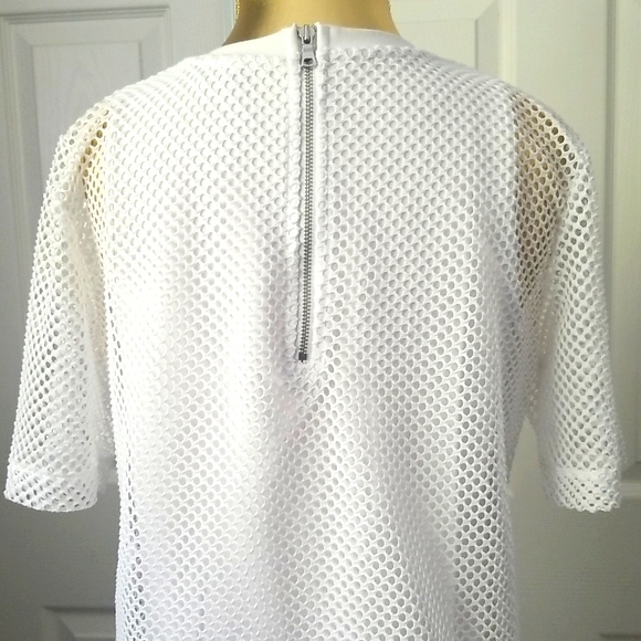 Banana Republic White Net Style Overlay Short Sleeve Top - Picture 11 of 15